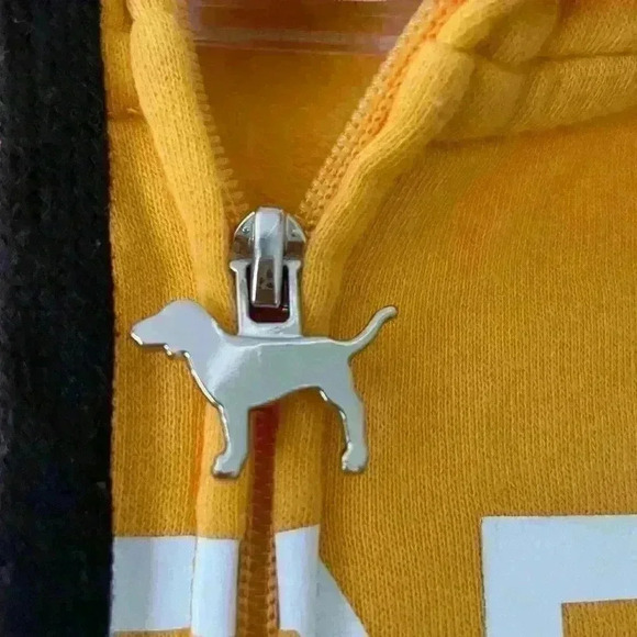 PINK Yellow Hoodie With Side Snaps - B34 - Picture 7 of 8